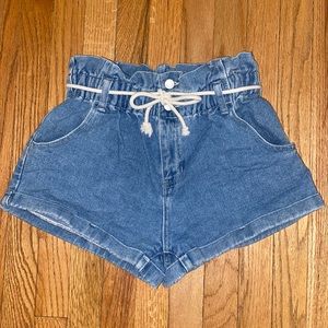 PacSun Drawstring Jean Shorts. Size M (mom short). Color blue